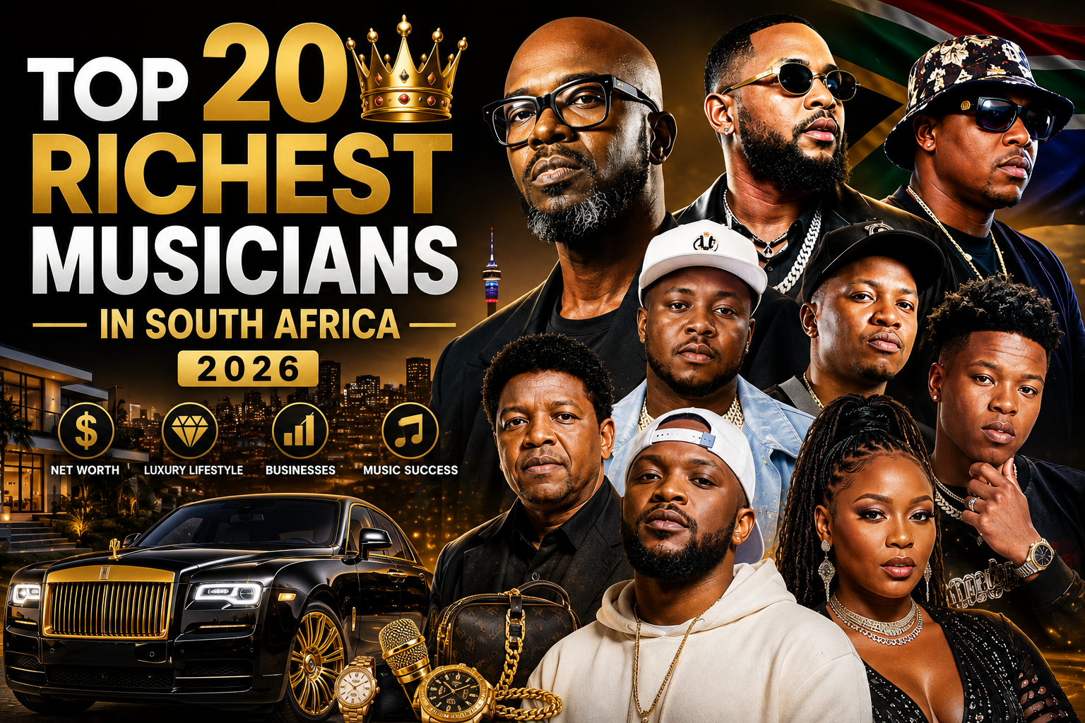 Top 20 Richest Musicians in South Africa (2026): Net Worth, Cars, Businesses & Luxury Lifestyles